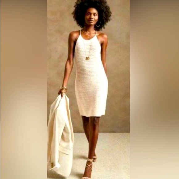 Banana Republic Dresses & Skirts - BANANA REPUBLIC Halter Crochet Midi Dress Ivory White Beach Coastal Size XS